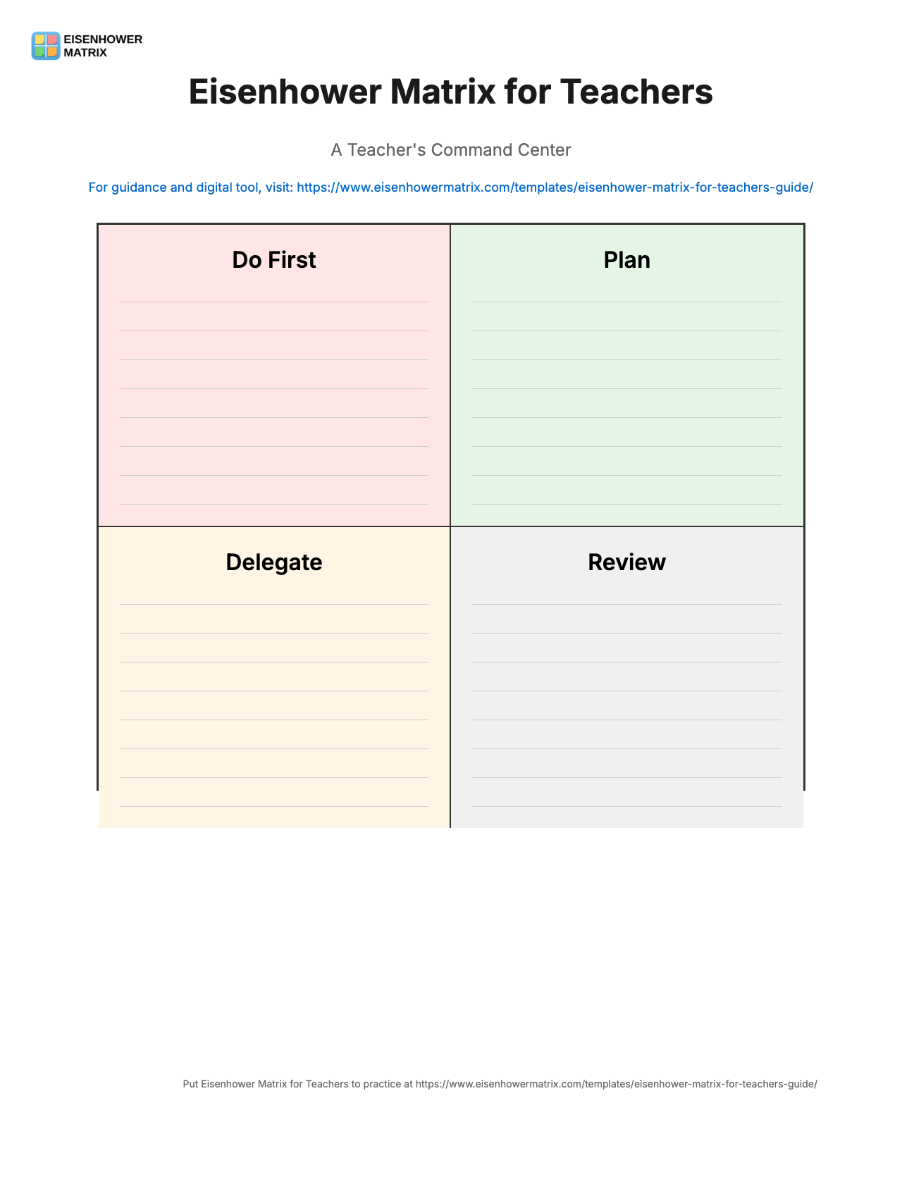 Eisenhower Matrix for Teachers